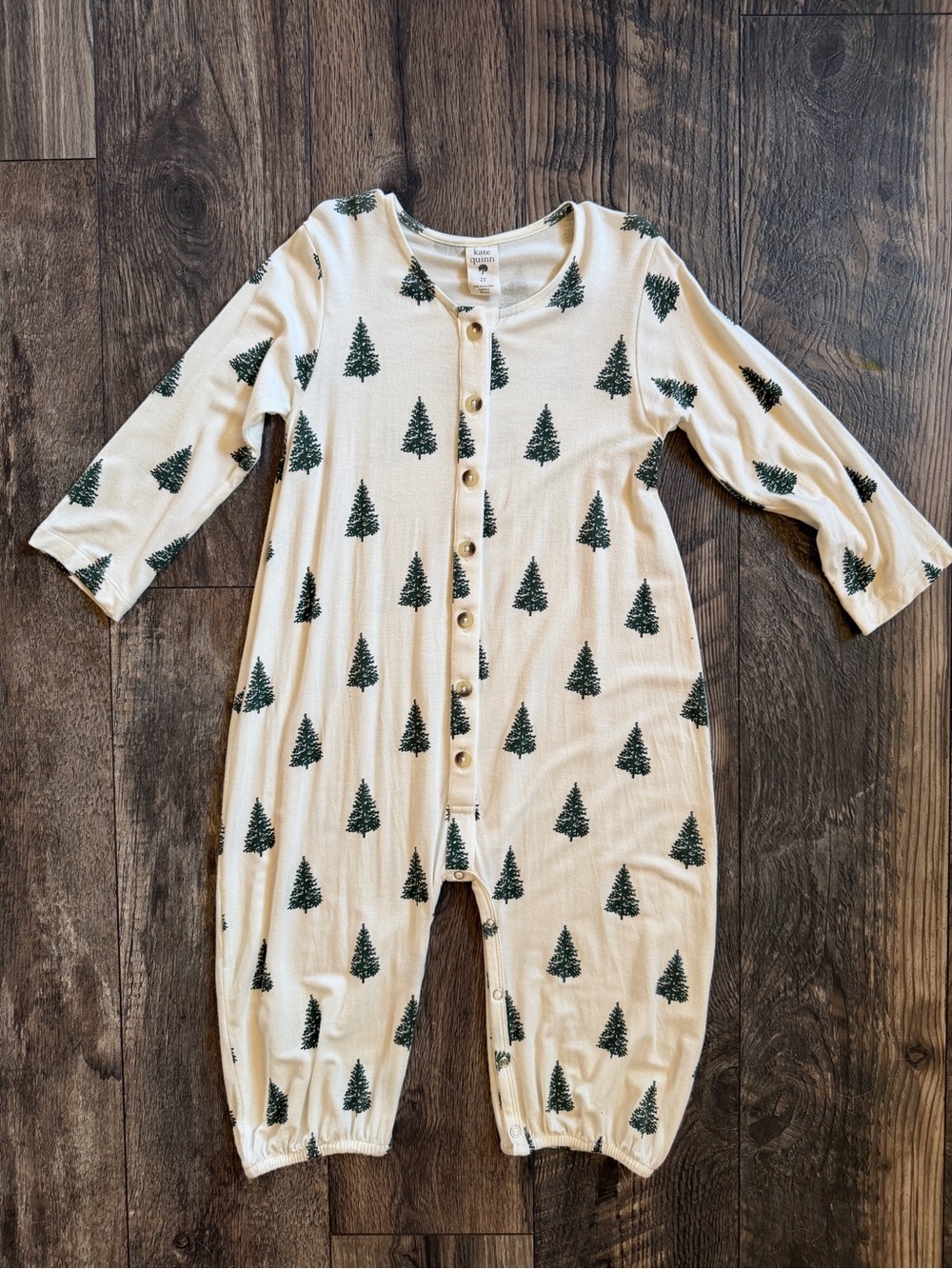 NWOT Cream Baby Romper with Green Tree Print